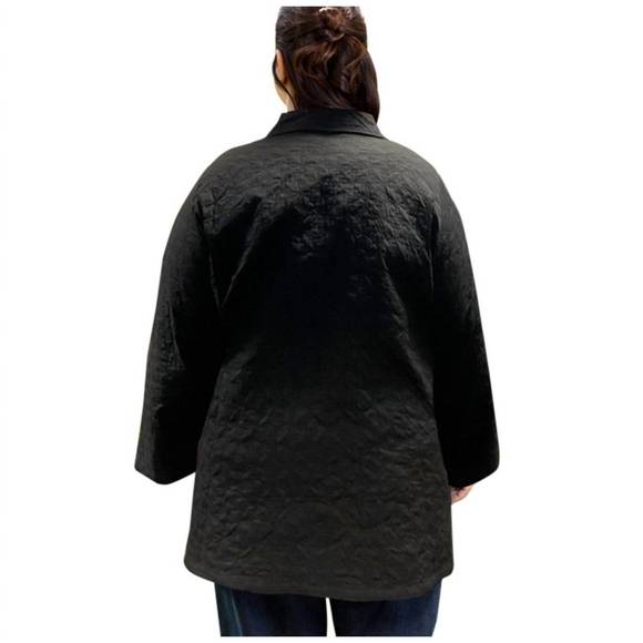 NEW ON THE PLUS SIDE cotton quilted swing coat - plus size in black - Picture 2 of 3
